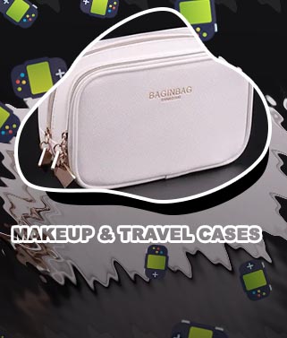 Large leather makeup bag